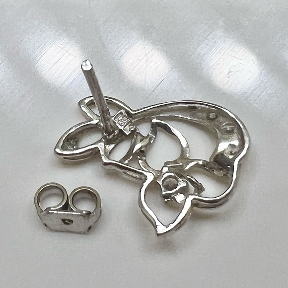 Flower Floral Earrings REAL 18k Solid White Gold stamped 5A Cubic Zircon Fashion - Picture 4 of 4